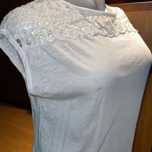 Loft Short Sleeve Super Soft Blouse; Crochet Top